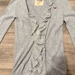 vintage Hollister Gray Ruffle Cardigan